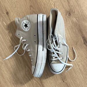 Converse Canvas High-Tops in Tan and White
